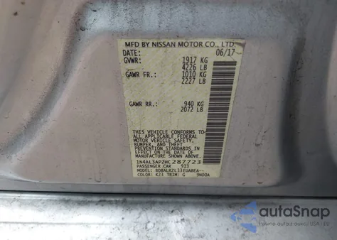 2017 Nissan Altima 2.5 Sl from USA, damaged, VIN 1N4AL3AP2HC287723